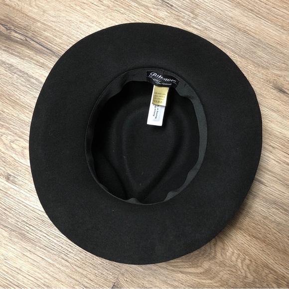 Biltmore For Madewell Montana Black Wool Felt Ribbon Wide Brim Fedora Hat S/M - Picture 6 of 7